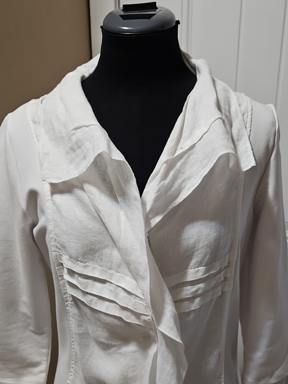 Yest White Linen/Cotton A-line Boho Chic Overshirt Blazer Size 4 - Picture 3 of 15
